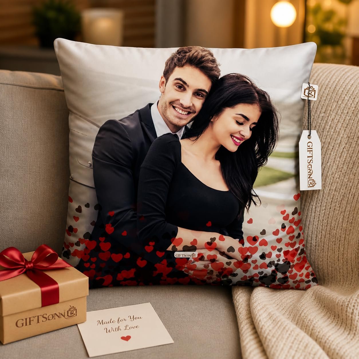 personalised couple photo cushion birthday gift for wife india