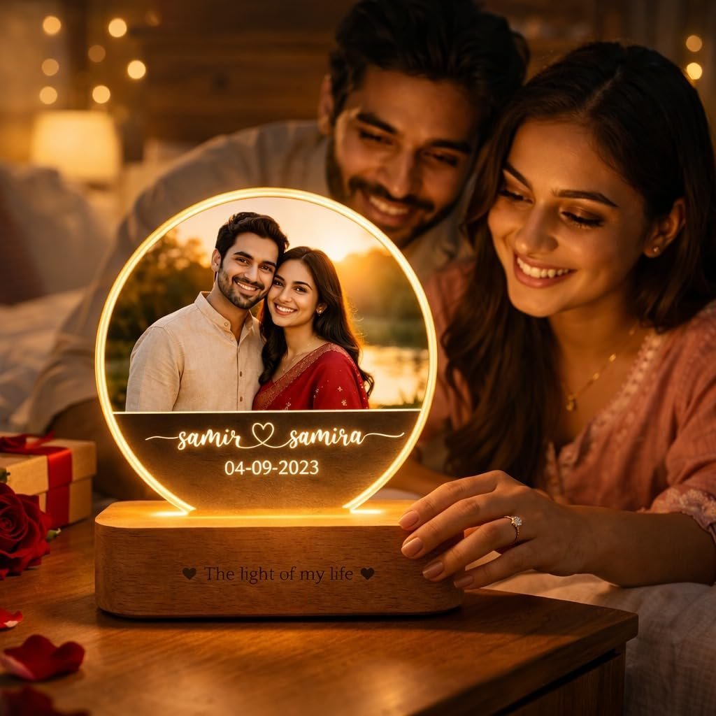 personalised couple led photo lamp christmas gift india